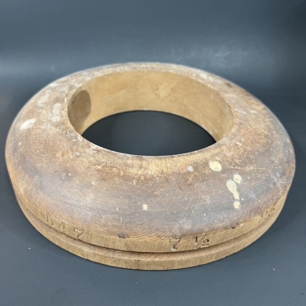 Antique Primitive Wooden Block Hat Brim Mold Millinery Form 547 6 7/8 2 1/2 (1
